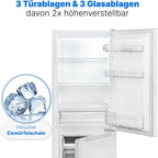 Bomann® Kühlschrank mit Gefrierfach 143cm hoch | Kühl Gefrierkombination 173L mit 3 Ablagen & 3 Schubladen | Türanschlag wechselbar | leise Kühlgefrierkombi 40db | Kühlschrank | KG 7331 inox