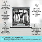 Klarstein ia 8 - Spülmaschine, Geschirrspüler, Freistehend, Teilintegriert, F, 55 cm breit, 8 Maßgedecke, 6 Programme, Aquastop, silber