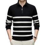 Herren Sweater gestreift mit Rundhals und langen Ärmeln