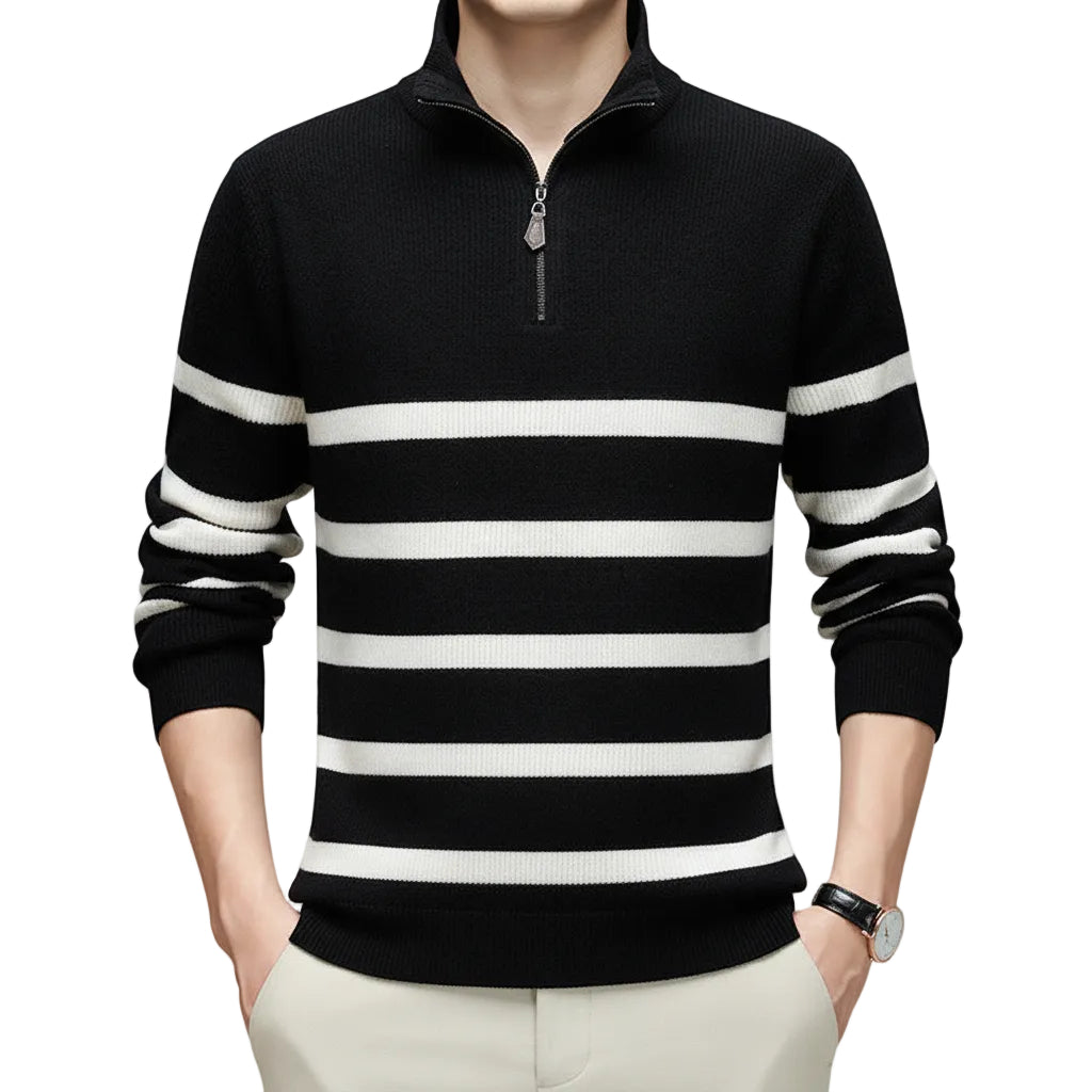 Herren Sweater gestreift mit Rundhals und langen Ärmeln