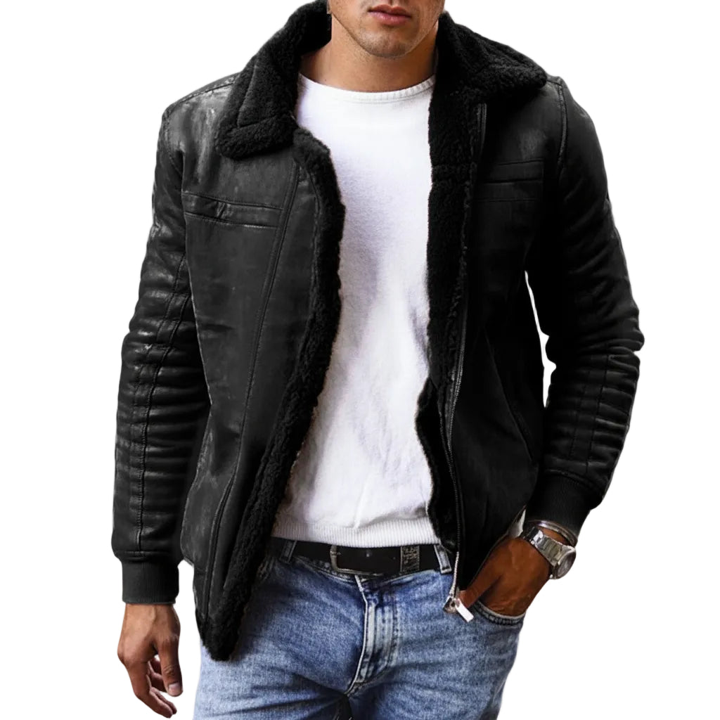 Herren Jacke mit Reißverschluss langarm schmale Passform Seitenansicht