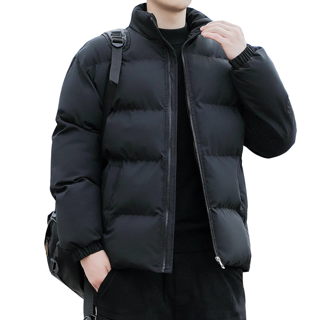 Herren Jacke mit Stehkragen und lockerem Schnitt