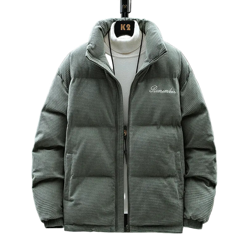 Herren Jacke mit Waffelstruktur und Knopfleiste lockerer Schnitt