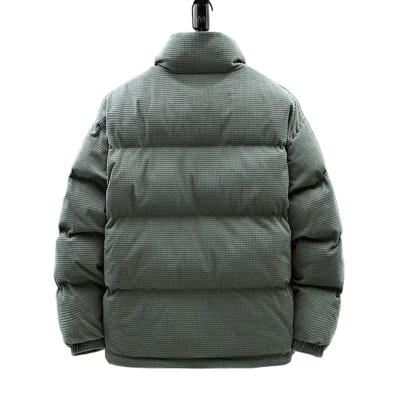 Herren Jacke Waffelstruktur mit Knopfleiste langarm lockerer Schnitt Seitenansicht