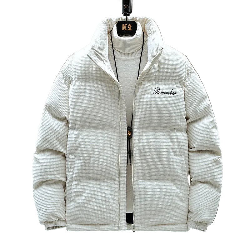 Herren Jacke Waffelstruktur langarm lockerer Schnitt mit Knopfleiste Vorderansicht