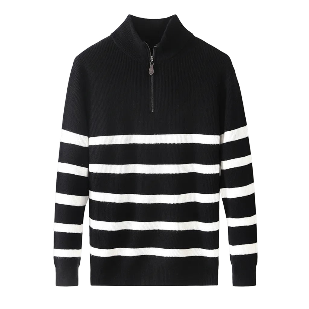 Nahaufnahme Herren Sweater gestreift mit lockerem Schnitt