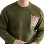 Herren Strick Sweater mit Rundhals und langen Ärmeln gerade Passform Seitenansicht