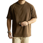 T-Shirt Herren Raglanärmel antibakteriell UV-Schutz lockerer Schnitt cremeweiß Rückansicht