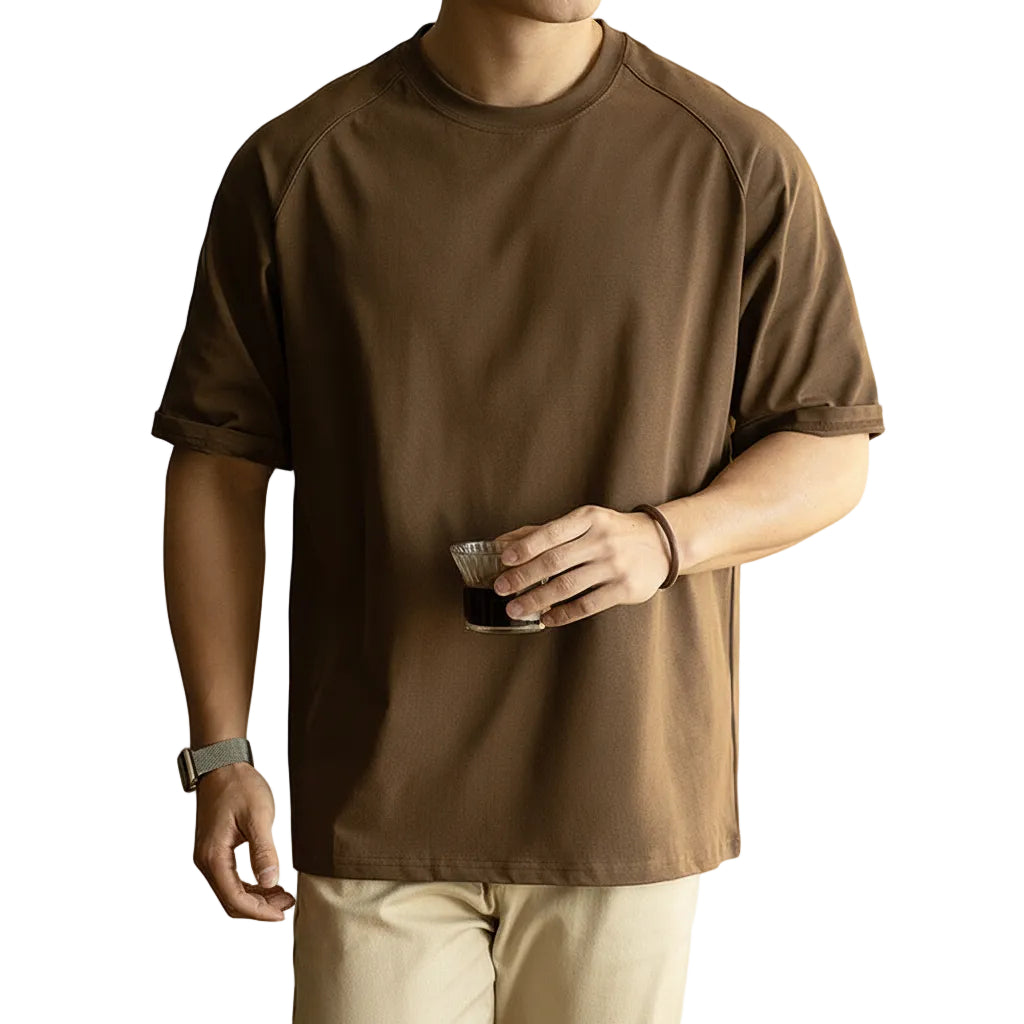 T-Shirt Herren Raglanärmel antibakteriell UV-Schutz lockerer Schnitt cremeweiß Rückansicht