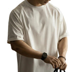 T-Shirt Herren Raglanärmel antibakteriell UV-Schutz lockerer Schnitt cremeweiß Vorderansicht