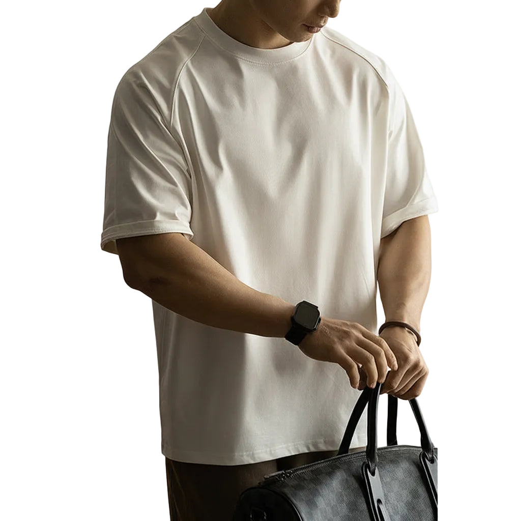 T-Shirt Herren Raglanärmel antibakteriell UV-Schutz lockerer Schnitt schokoladenbraun Vorderansicht